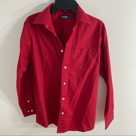 Chaps Red Button Down Shirt Kids Sz 14 - Picture 2 of 5